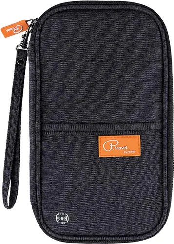 Vista 39 de VanFn Cartera RFID para pasaporte de viaje, soporte para pasaporte familiar, organizador de documentos de viaje serie P.Travel (nailon, gris)