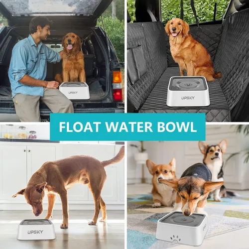 Vista 13 de UPSKY - Cuenco de agua antiderrames de 70 onzas para perros, alimentador