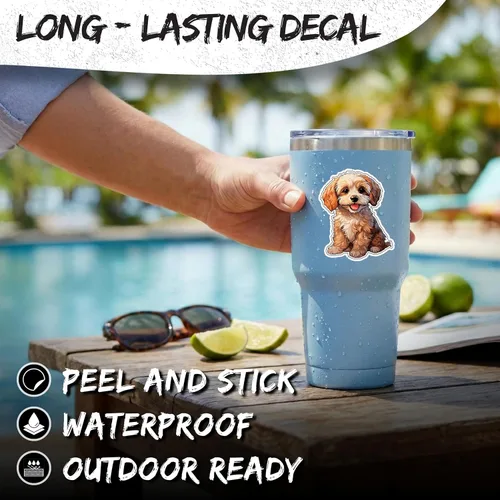 Vista 3 de Cavachon Sticker Cavalier Bichon Mix - Calcomanía de vinilo impermeable de animales para laptop, botella de agua, vaso de automóvil, calcomanías