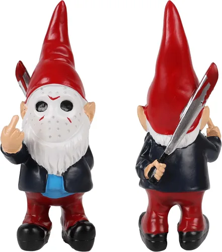 Vista 9 de SPINNDO Decoración de terror, regalos de dedo medio, decoración de jardín, gnomos, estatuas de jardín