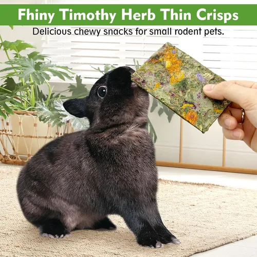 Vista 3 de Fhiny 12 piezas de conejo, Timothy - Juguetes de chips de heno, golosinas molares naturales de conejo con flores de hierbas, juguetes masticables