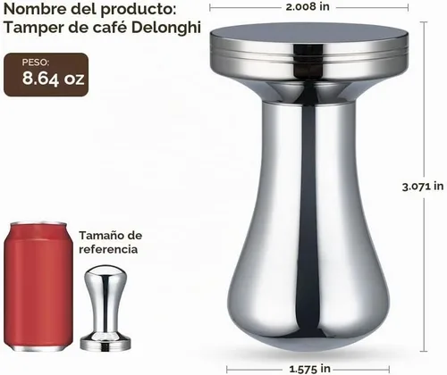 Vista 2 de Café expreso Tamper 2.008 in Acero Inoxidable Barista Espresso Base Café Grano Prensa