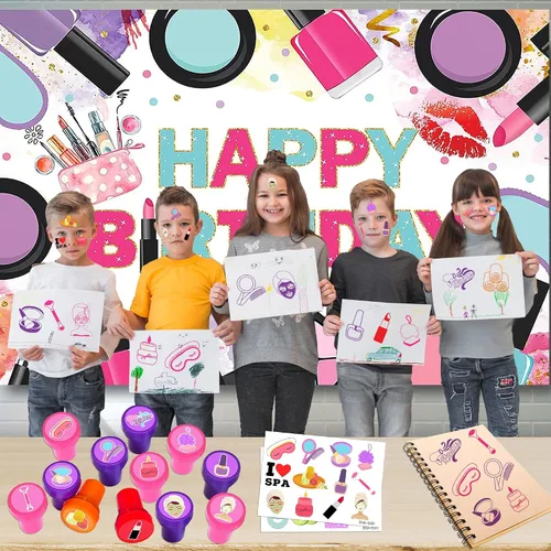 Vista 6 de 36 recuerdos de fiesta de spa, 24 tatuajes temporales y 12 sellos, ideal para fiestas de pijamas, decoración de tarjetas de cumpleaños, suministros