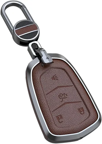 Vista 12 de ontto Funda de cuero de 4 botones compatible con Cadillac Smart Remote Key Shell Metal Key Case para SRX XT4 XT5 XT6 CTS CT6 ATS XTS Accesorios