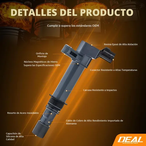 Vista 3 de DEAL Paquete de bobinas de encendido, compatible con Dodge Dakota Durango Nitro Ram 1500 - Jeep Commander Grand Cherokee Liberty - Mitsubishi Raider