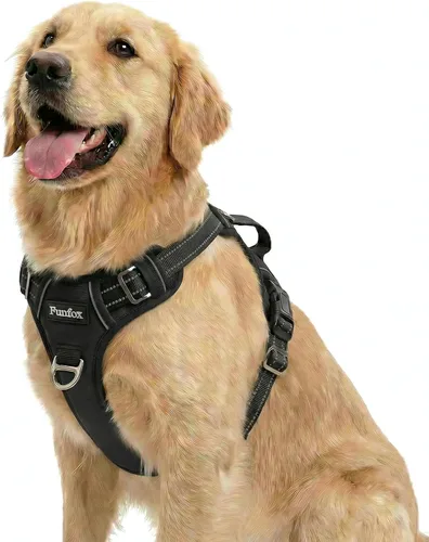Vista 61 de Funfox Arnés para perro sin tirones, arnés de chaleco ajustable para mascotas, material súper suave con mango vertical, fácil control, paseo