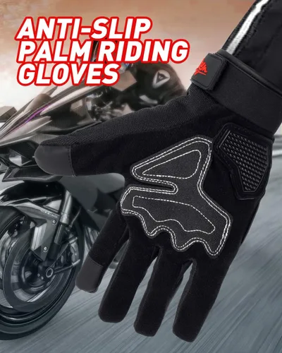 Vista 6 de Guantes de motocicleta, guantes de motocicleta para pantalla táctil con nudillos duros, guantes tácticos, guantes de equitación antideslizantes