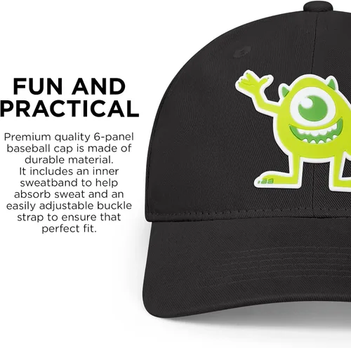 Vista 5 de Disney Men's Cap Women Monster, Mike Wazowski Adjustable Baseball Hat Adult