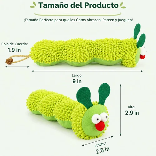 Vista 2 de Almohada de hierba gatera en forma de oruga, almohada masticable para gatos