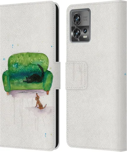 Vista 13 de Head Case Designs Officially Licensed Wyanne Blue Watercolour Bear Animals 2 Leather Book Wallet Case Cover Compatible with Motorola Moto Edge 30