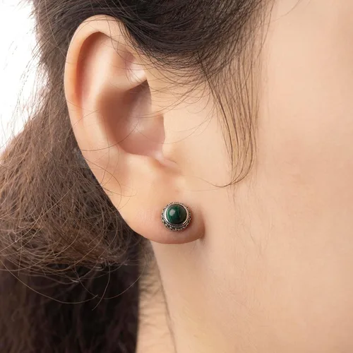 Vista 94 de Aretes de plata de ley con piedra natal de cristal real, joyería para mujer, moda occidental 925, envejecida, bohemia, hecha a mano, el mejor regalo