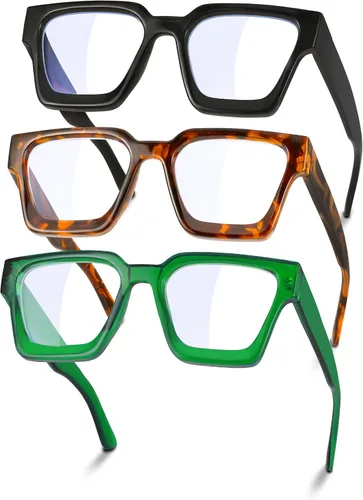 Vista 8 de YDAOWKN Gafas de bloqueo de luz azul de gran tamaño para mujer, marco rectangular, moda elegante, preppy antifatiga ocular
