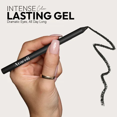 Vista 3 de Araceli Beauty - Lápiz delineador de ojos, resistente al agua y a las manchas, color negro Long-Lasting Soft and Creamy Texture for Precision