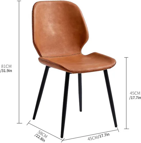 Vista 5 de Modern Luxury PU Leather Dining Chair,Armless Accent Office Chairs, Comfortable backrest Sturdy Dressing Stool,with Metal Frame,for Kitchen Living