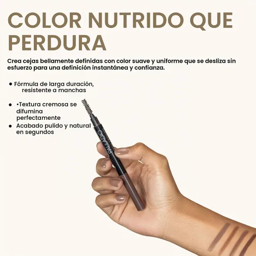 Vista 4 de Palladio Lápiz retráctil para definir cejas, punta triangular rellena las cejas para un aspecto natural, domina y da forma a las cejas con cepillo