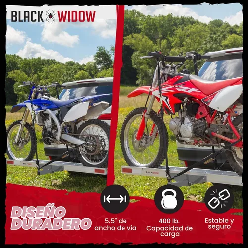 Vista 4 de Porta bicicleta/motocicleta Black Widow amc-400 gancho montado deportivo Roll-on / off, self-storing ramp, anti-wobble, youth bike adapter, car