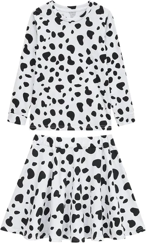 Vista 2 de ZeroShop Disfraz de dálmata para niñas, traje de 101 días de escuela, camiseta tutú con accesorios