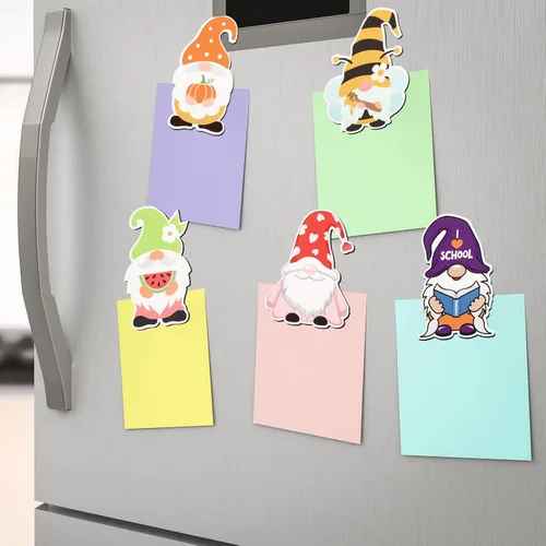 Vista 6 de Sinmoe 24 imanes navideños de gnomo de temporada, imanes para refrigerador, puerta de garaje de Pascua, gnomos para nevera, resorte magnético