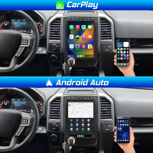Vista 3 de Radio Cidava F150, estéreo CarPlay para F150 2015-2020, Super Duty 2017-2022 12.1 Inch Android Head Unit Replacement, Support Wired and Wireless