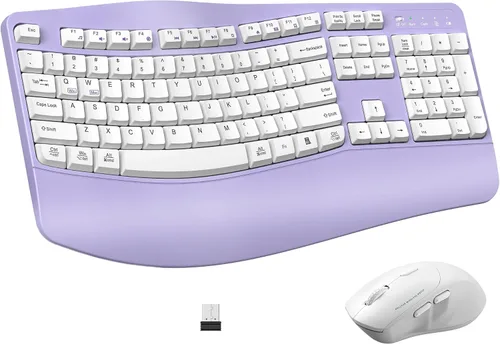 Vista 11 de Combo de teclado y mouse inalámbricos, teclas de onda ergonómicas 2.4G