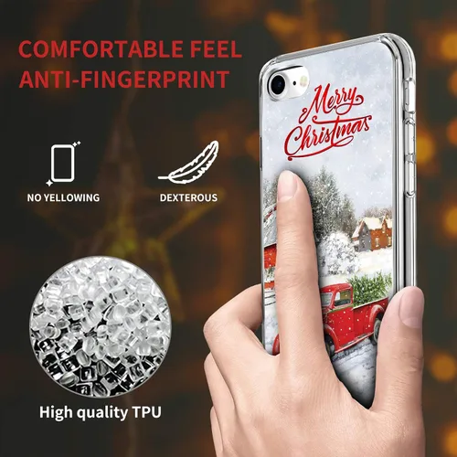 Vista 7 de Newseego Funda de Navidad para iPhone SE 2020/iPhone 7/8, serie a prueba de golpes, anti-amarillo, TPU Bumper Funda protectora suave para iPhone