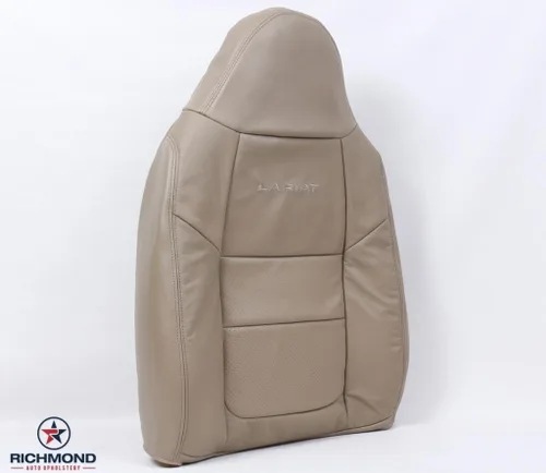 Vista 2 de 2001 Ford F-350 Lariat perforado Driver Side Lean Back carcasa Asiento de piel de repuesto w/Lariat Logo, Tan