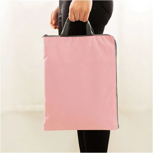 Vista 4 de Carpeta de archivos de mano con cremallera, carpeta de archivos de lona, bolsa portátil para documentos, ideal para oficina, escuela, negocios, Taza