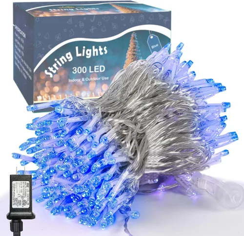 Vista 8 de LJLNION Guirnalda de 300 luces LED para exteriores e interiores, luces de Navidad súper brillantes extra largas de 98.5 pies, 8 modos