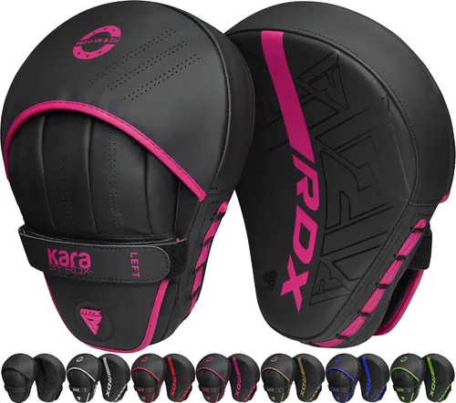 Vista 11 de RDX Almohadillas de boxeo Curvadas Focus Mits, Maya Hide Leather Kara Hook and jab Training Pads, correa ajustable ventilada, MMA Muay Thai