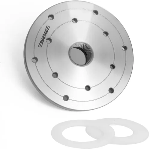 Vista 9 de Placa frontal de torno de madera de acero de 2 pulgadas con mandril roscado y dos arandelas de nailon, compatible con torno de carpintería