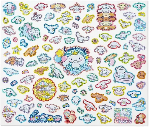 Vista 4 de Sanrio Hoja de calcomanías con purpurina de 100 piezas de personajes