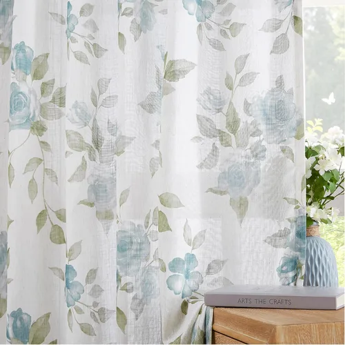 Vista 9 de Cortinas de lino natural mezclado semitransparentes con pestaña trasera para sala de estar, cortinas de lino texturizado estilo bohemio para filtrar