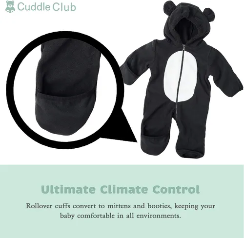 Vista 2 de Enterizo de vellón Bunting para bebé rómper con capucha para niño de una sola pieza ropa de exterior chaqueta