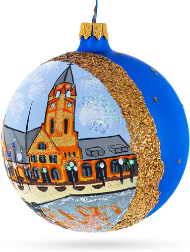 Vista 2 de Museo Cheyenne Depot, Cheyenne, Wyoming, EE.UU. Bola de cristal adorno de Navidad 4 pulgadas Hand Painted in Ukraine, German Glass, Italian