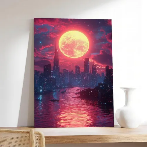 Vista 7 de XAHOR Vaporwave Wall Art – Retro Futuristic Neon Synthwave Print for Modern Home Decor Canvas Posters Wall Art Bedroom Office Room Decor Gift