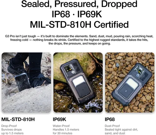 Vista 6 de AGM G3 Pro Smartphone resistente con cámara térmica de grado profesional 512 × 384 y graba videos térmicos de 25 fps en tiempo real, reloj