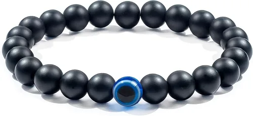 Vista 9 de Pulsera de triple protección para traer suerte y prosperidad hematita negra obsidiana ojo de tigre, pulsera Fengshui para mujeres y hombres