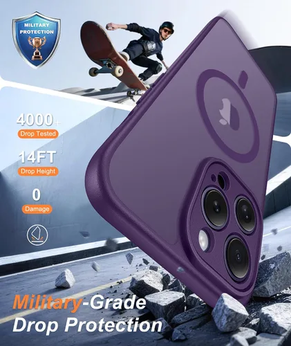 Vista 472 de FNTCASE Funda para iPhone 17 Pro: Fundas delgadas translúcidas de color azul claro compatibles con MagSafe, protección completa de la cámara