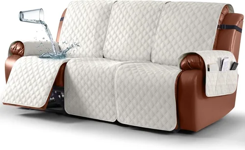 Vista 34 de Ruaozz Funda impermeable para sofá reclinable, lavable, funda antideslizante de 1 pieza, protector de muebles con correas elásticas, bolsillo