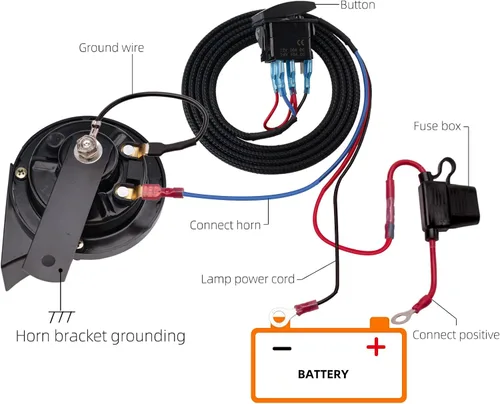 Vista 6 de Kit universal de bocina UTV con interruptor basculante LED y cable para carrito de golf, ATV, Polaris RZR, Ranger, General, Side by Side, Can-Am
