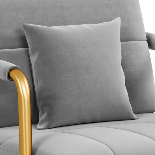 Vista 7 de Yaheetech Silla de Acento de Terciopelo de 30" de Ancho Sillón Grande con Marco Dorado y Almohada Cómoda para Sala de Estar, Dormitorio, Oficina