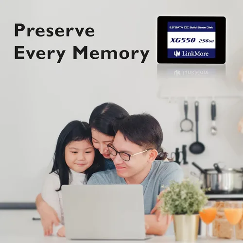 Vista 3 de LinkMore XG550 256GB 2.5" SATA III (6Gb/s) SSD interno, unidad de estado sólido, velocidad de lectura de hasta 540MB/s, 2.5 pulgadas para portátiles