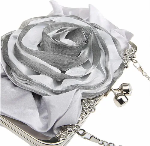 Vista 5 de Bolsos de mano florales para mujer, bolso de mano de satén para noche, fiesta, graduación, bolsos de novia
