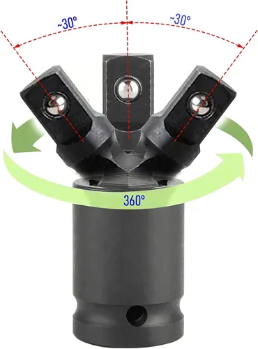 Vista 5 de Adaptador de zócalo giratorio universal de 1/2", extensión de zócalo de impacto negro, acero CR-V