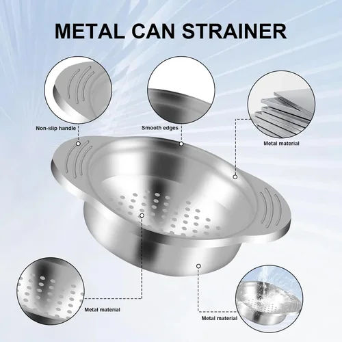Vista 3 de Colador de latas de metal para atún y pescado, colador de latas de atún de grado alimenticio de acero inoxidable para frijoles de atún enlatados