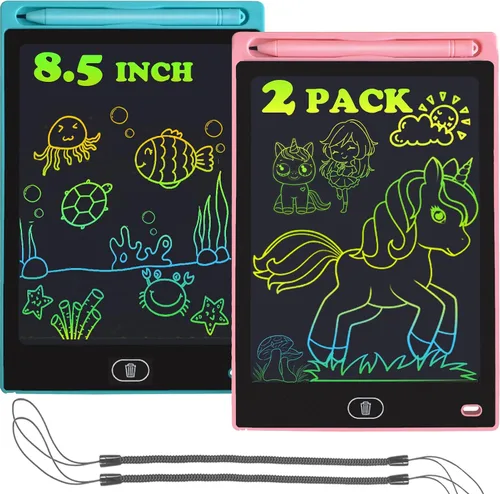 Vista 7 de Paquete de 2 tabletas de escritura LCD para niños de 8.5 pulgadas, colorido tablero de dibujo para niños, juegos de viaje, actividades