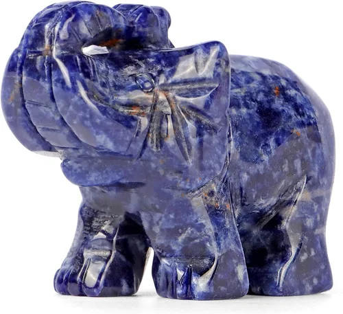 Vista 11 de SMQ Estatua de decoración de elefante de cristales de amatista de 2.0 pulgadas, piedras preciosas talladas a mano, figuras de cristal de buena