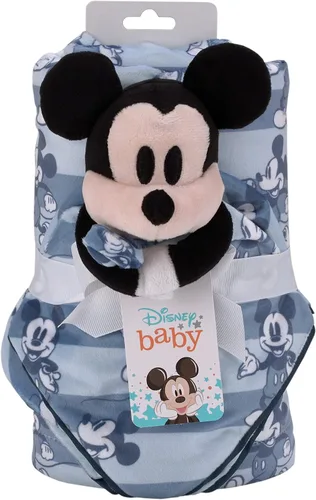 Vista 9 de Disney Mickey Mouse - Juego de 2 piezas de manta de bebé sherpa súper suave a rayas azules y azul marino