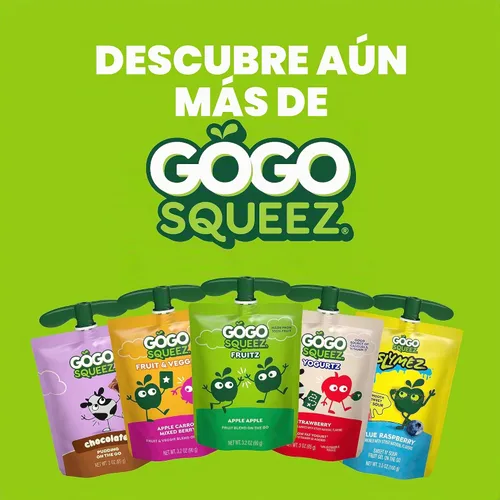 Vista 10 de GoGo SqueeZ - Puré de manzana para niños Kids on the go fruit snack with apple, peach & gimme five!; 3.2 oz pouches, gluten and nut free