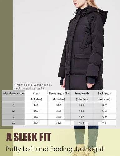 Vista 6 de YISEVEN Chaqueta ligera impermeable desmontable de plumón grueso con capucha para mujer